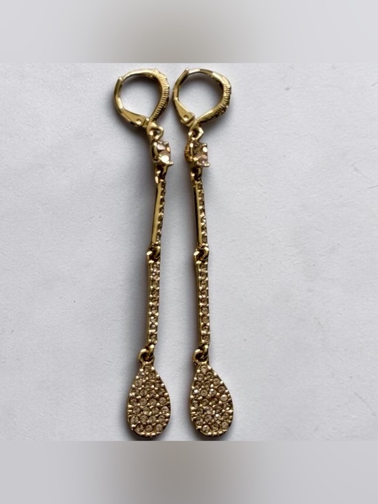 Givenchy Jewelry - Givenchy Long Gold-Plated Drop Teardrop Crystal Leverback Earrings